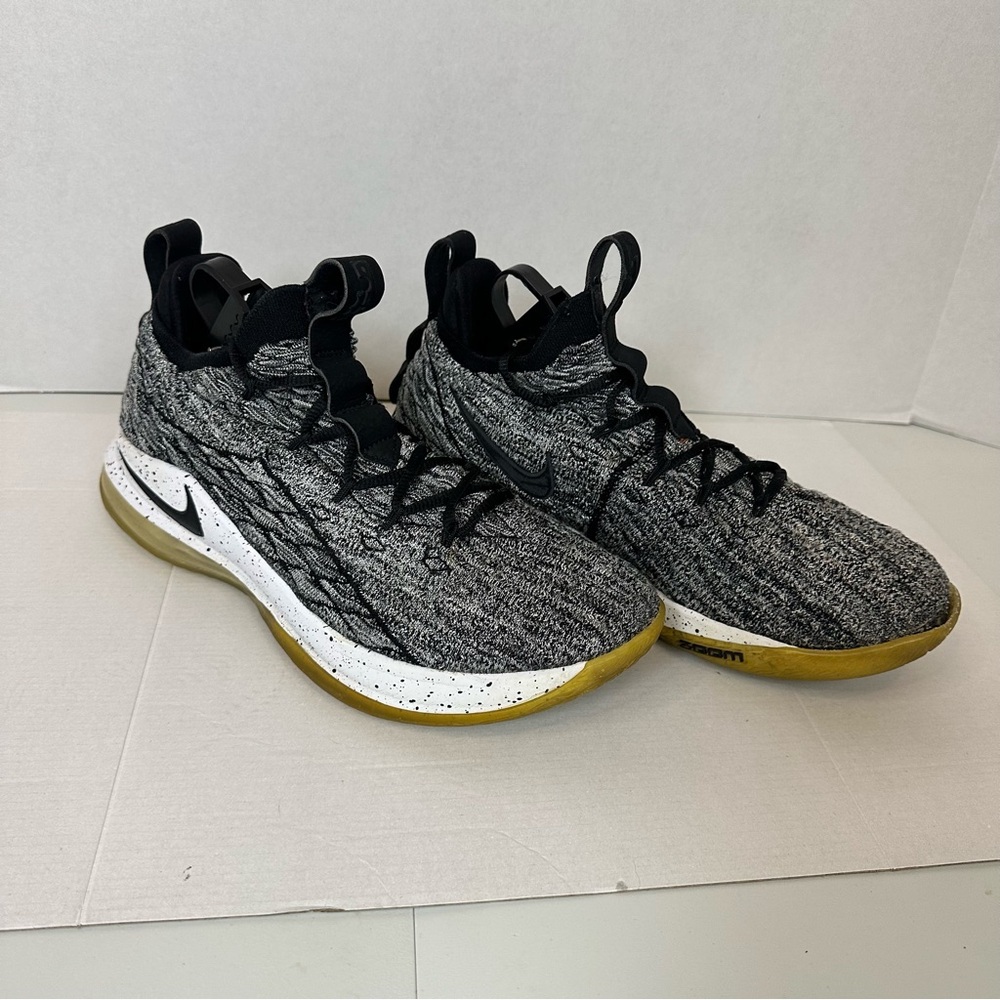 Nike LeBron XV 15 Low Ashes Black White Basketball Shoes AO1755 002 Mens Size 9